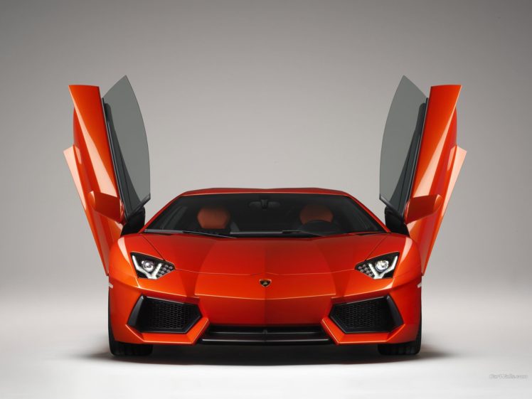 red, Lamborghini, Aventador, Front, View, Open, Doors HD Wallpaper Desktop Background