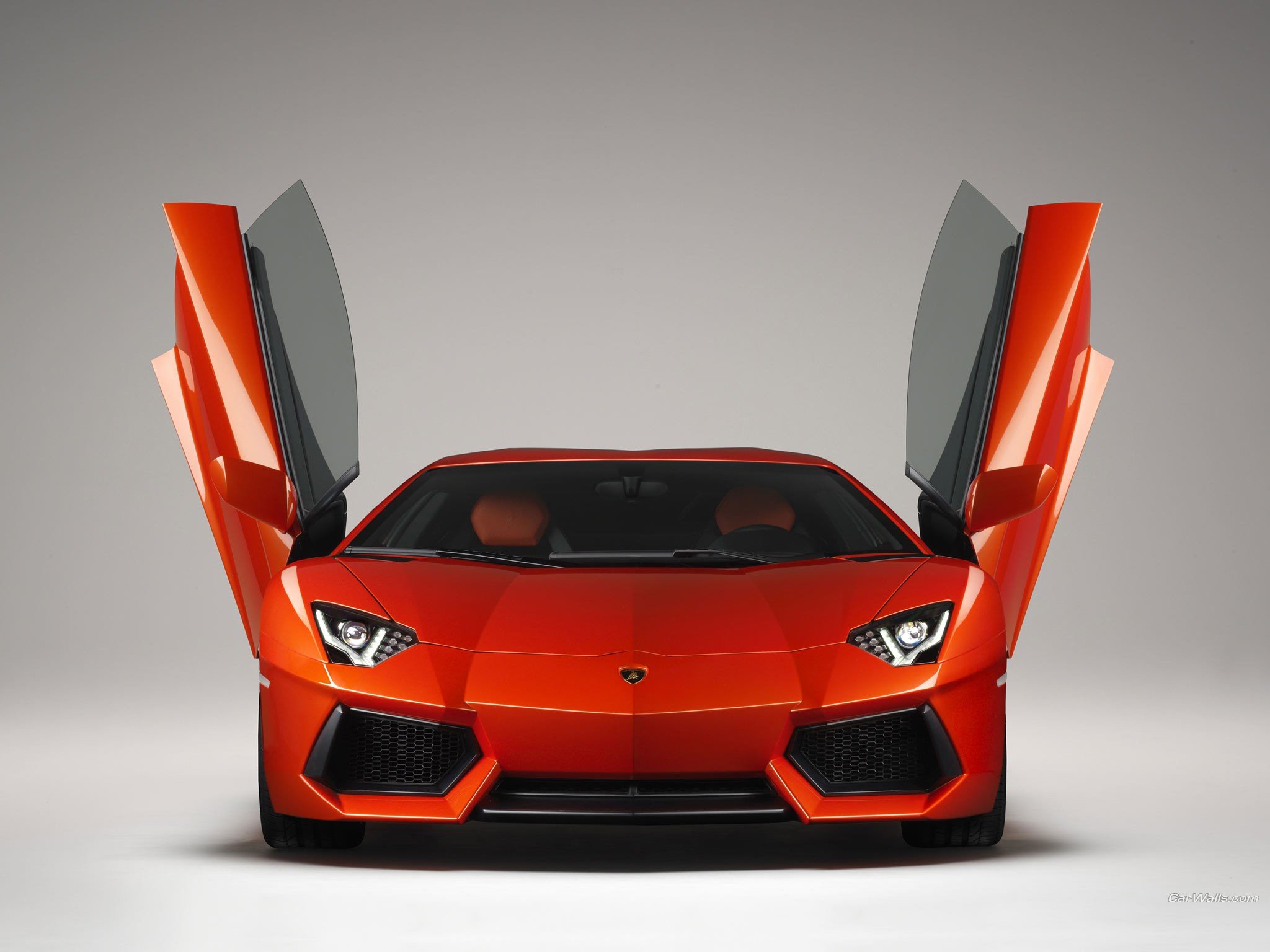 red, Lamborghini, Aventador, Front, View, Open, Doors Wallpaper
