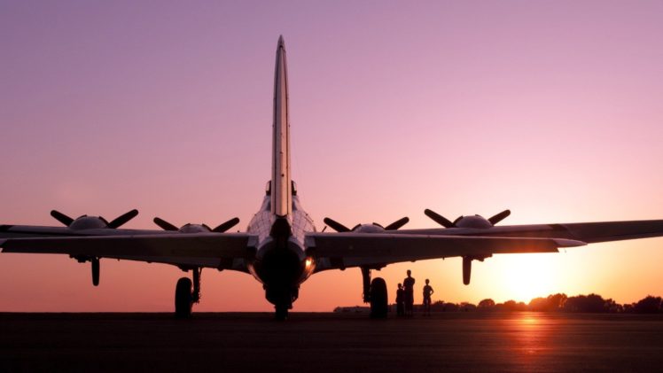 sunset, Aircraft, B 17, Flying, Fortress, Aviation HD Wallpaper Desktop Background