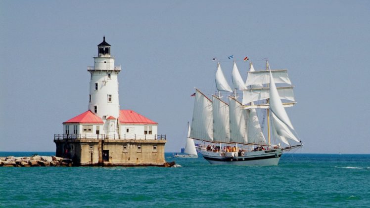 chicago, Ships, Lighthouses, Past, Illinois, Harbours HD Wallpaper Desktop Background