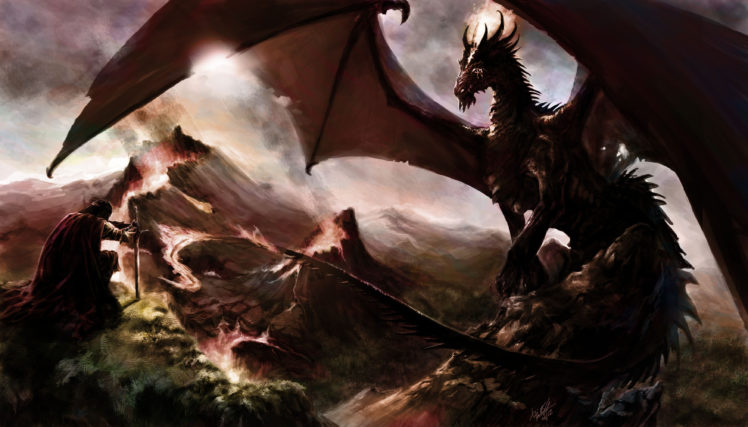 fantasy, Dragon, Warrior, Art HD Wallpaper Desktop Background