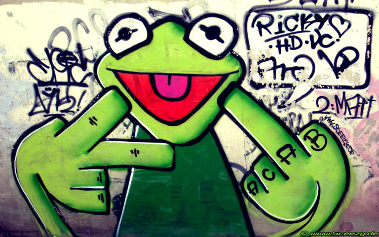 graffiti, Urban, Kermit, Fuck, Gesture Wallpapers HD / Desktop and Mobile  Backgrounds