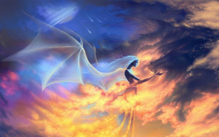 angels, Dragons, Skies HD Wallpaper Desktop Background