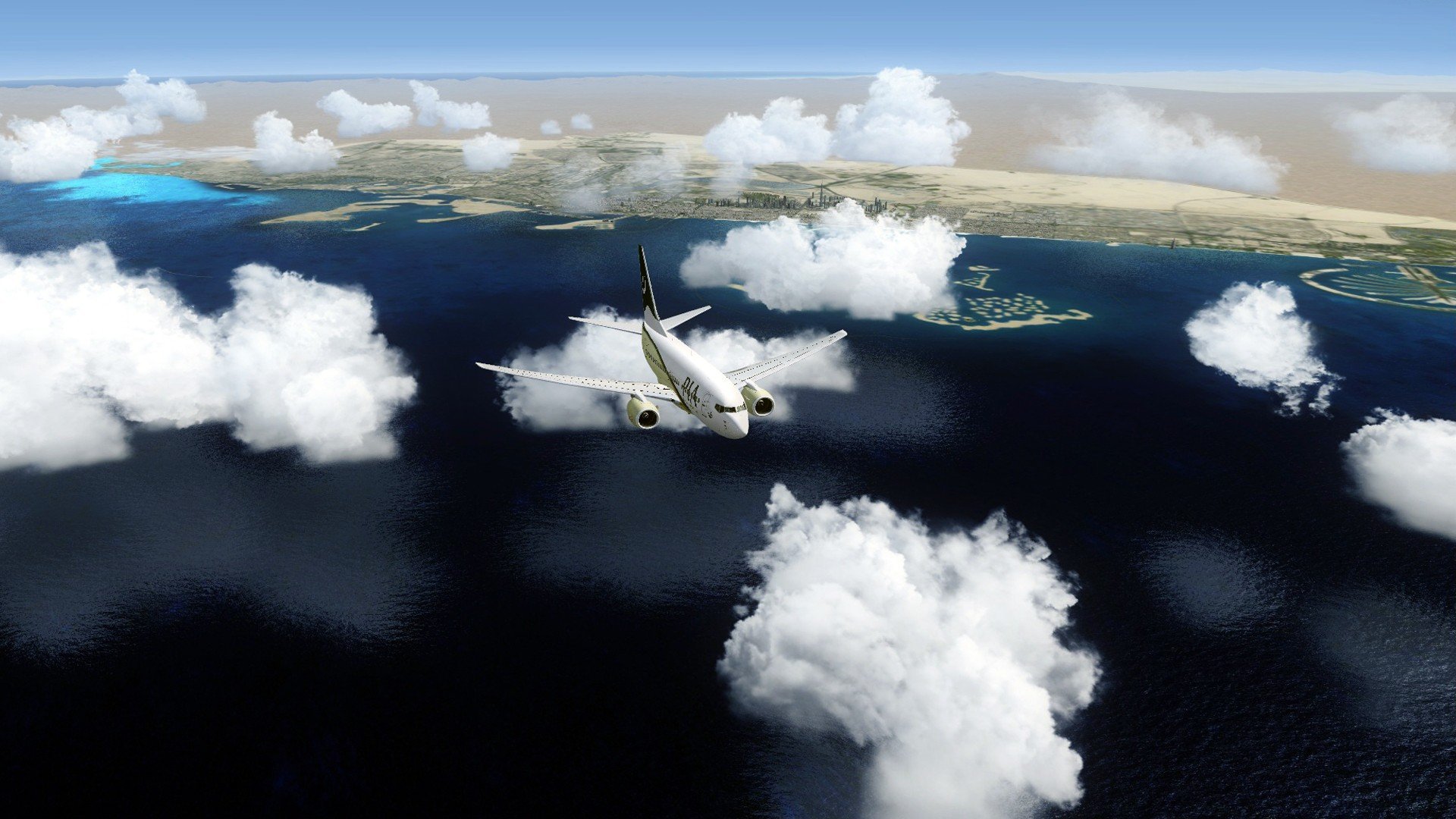 clouds, Landscapes, Aircraft, Deserts, Dubai, Sea Wallpaper