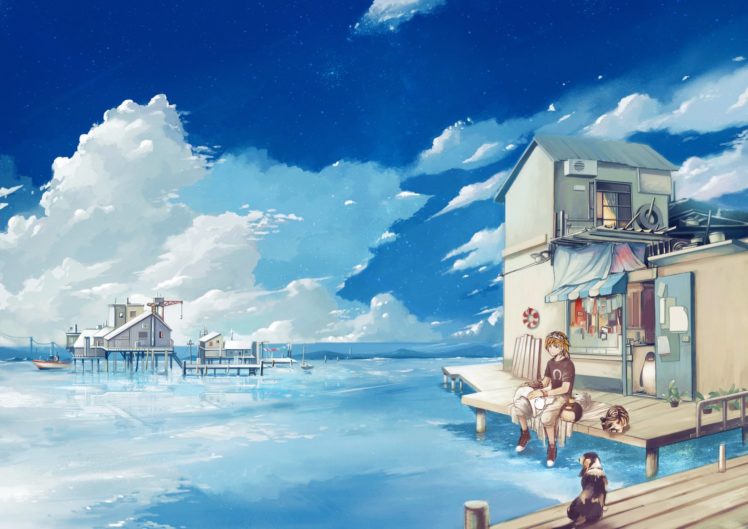 animal, Boat, Building, Cat, Clouds, Dog, Hana, Nama, Male, Original, Penguin, Scenic, Sky, Water HD Wallpaper Desktop Background