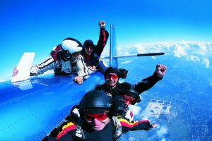 sky, Diving, Parachute, People, Men, Extreme, Aircraft, Airplane