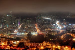 cityscapes, Night, Fog, Buildings, Usa, California, San, Francisco, Cities