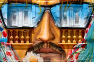 graffiti, Face, Glasses, Urban, Paint, Buildings