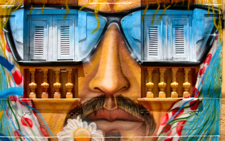 graffiti, Face, Glasses, Urban, Paint, Buildings HD Wallpaper Desktop Background