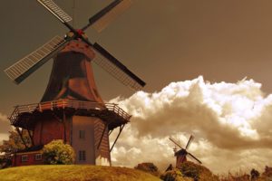 clouds, Mill, Holland, Windmills, The, Netherlands