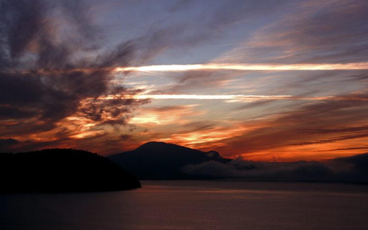 sunset, Clouds, Landscapes, Canada, British, Columbia, Bay HD Wallpaper Desktop Background
