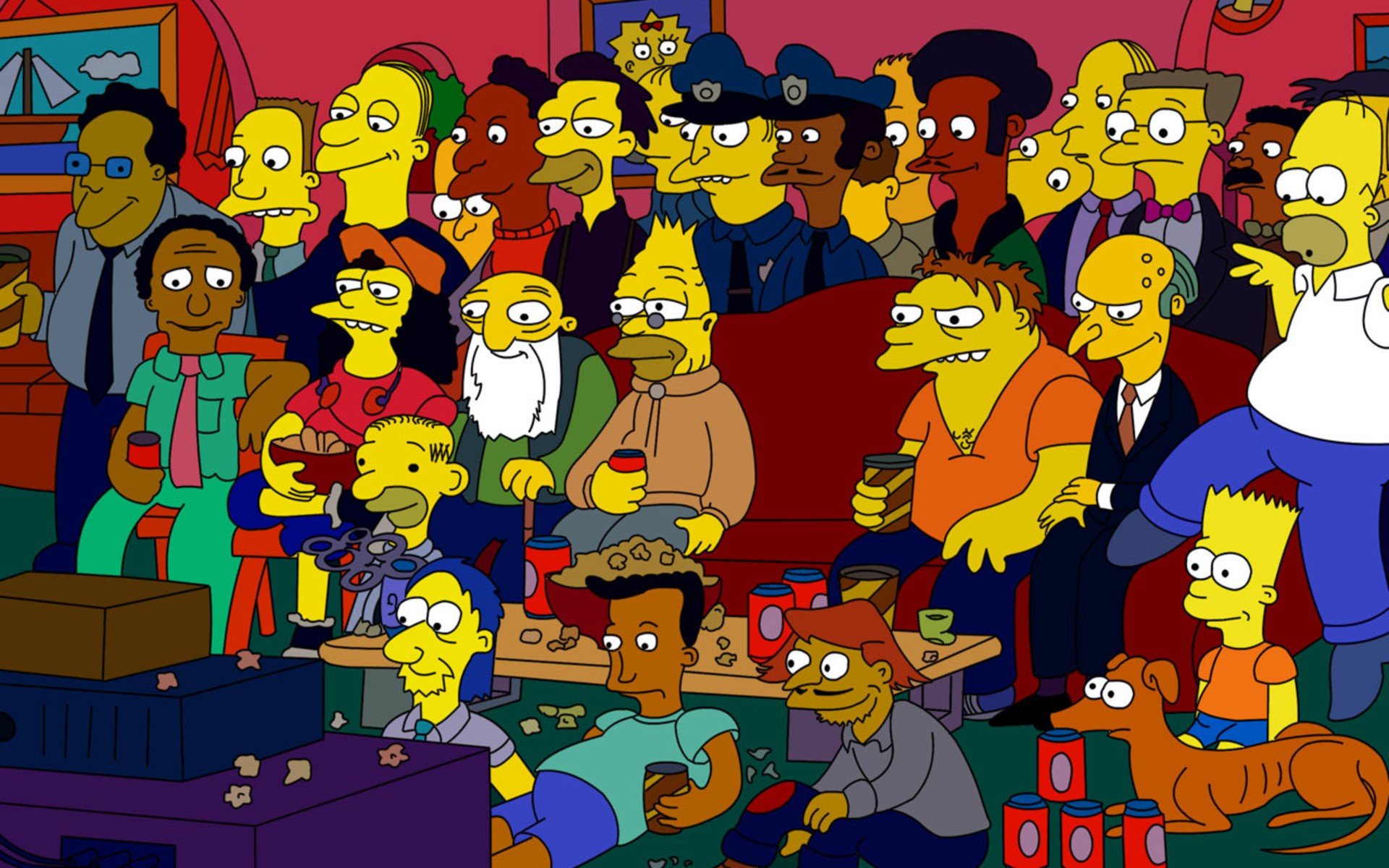 homer, Simpson, The, Simpsons, Bart, Simpson, Mr, , Burns, Smithers, Abraham, Simpson, Santaand039s, Little, Helper, Carl, Barney, Gumble, Apu, Nahasapeemapetilon Wallpaper