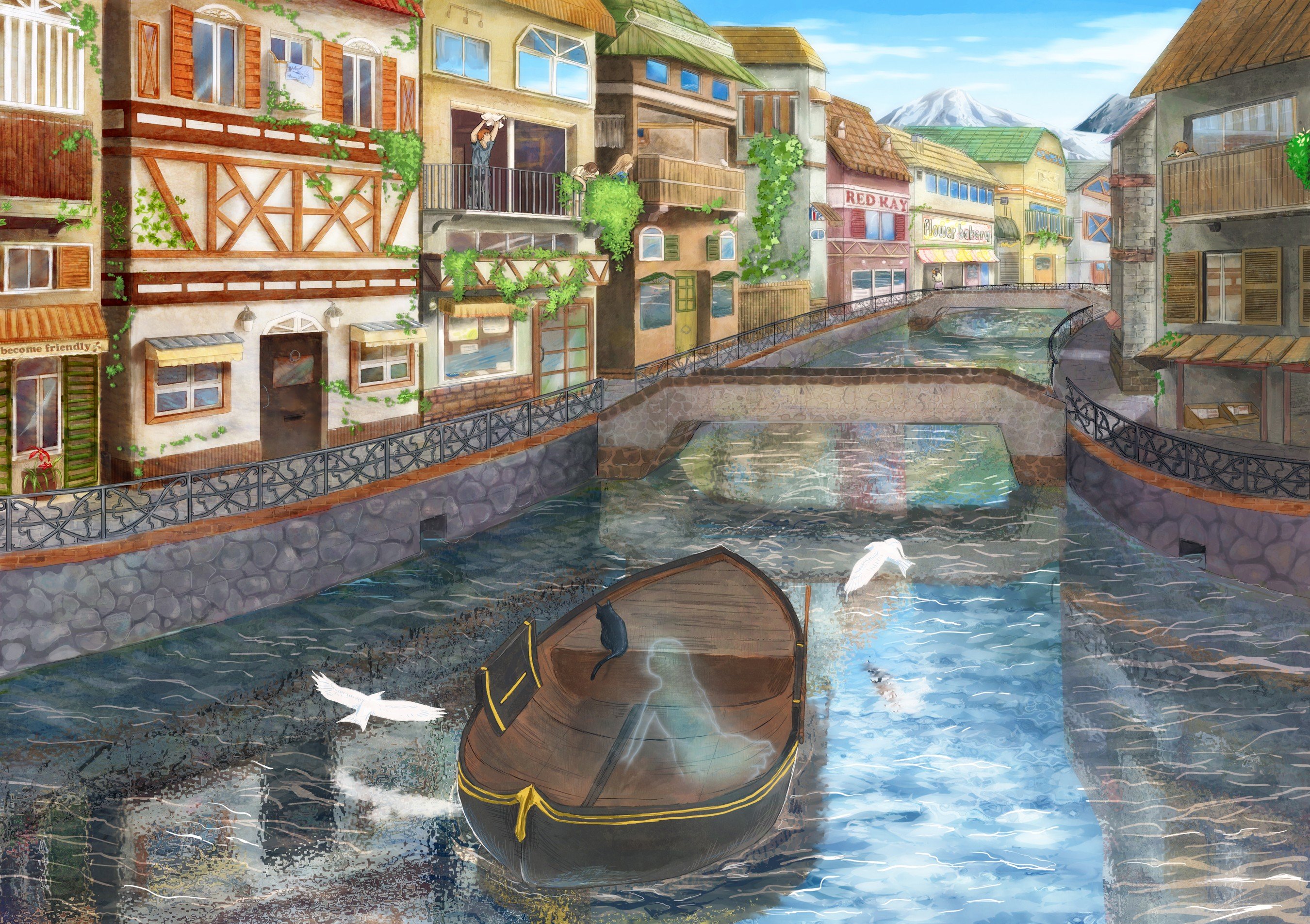 cats, Houses, Ghosts, Boats, Canal, Cities, Channel Wallpaper