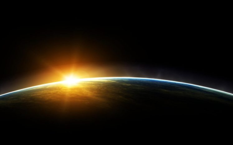 sunset, Outer, Space, Orbit HD Wallpaper Desktop Background