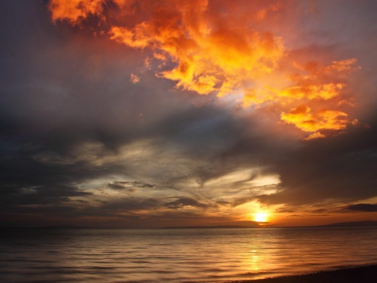 sunset, Ocean, Clouds, Landscapes HD Wallpaper Desktop Background