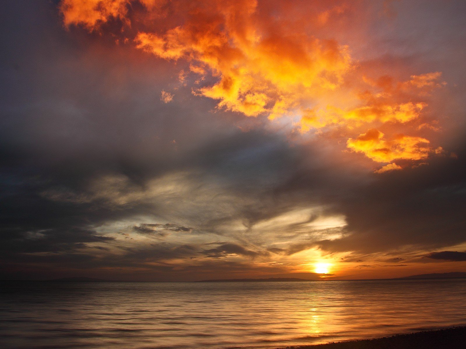 sunset, Ocean, Clouds, Landscapes Wallpaper