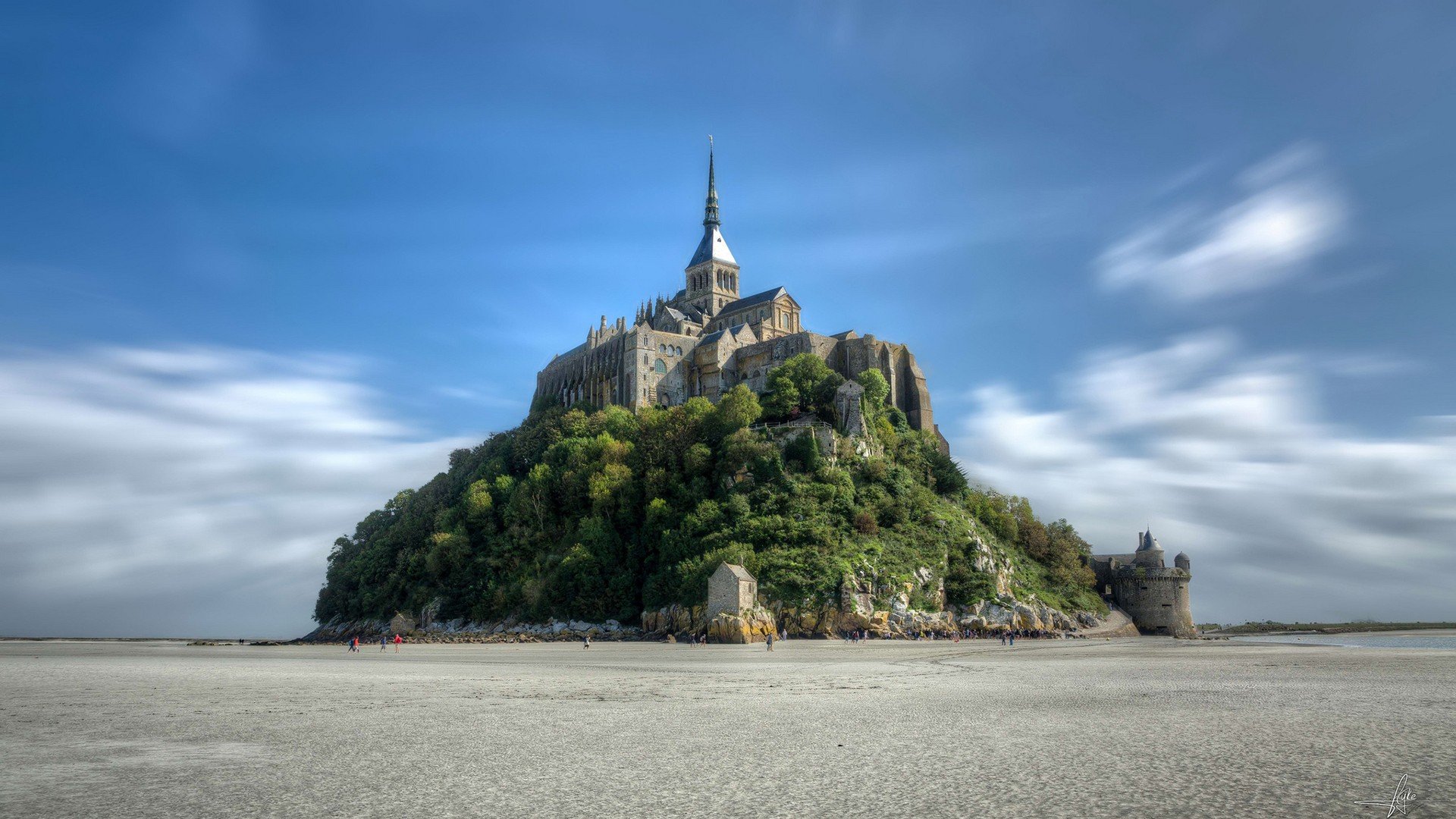 clouds, Landscapes, Normandy, France, Mont, Saint michel, Monastery Wallpaper