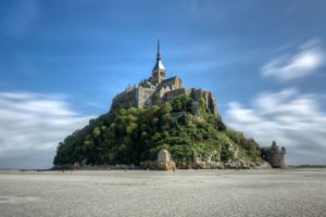 clouds, Landscapes, Normandy, France, Mont, Saint michel, Monastery
