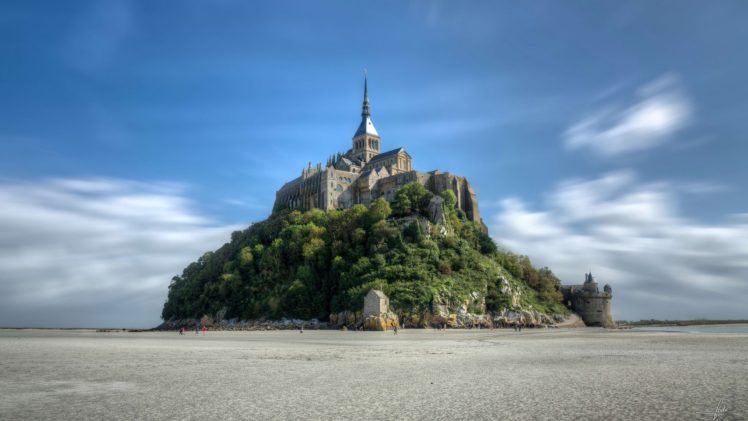 clouds, Landscapes, Normandy, France, Mont, Saint michel, Monastery HD Wallpaper Desktop Background