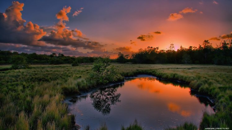 green, Water, Sunset, Nature HD Wallpaper Desktop Background