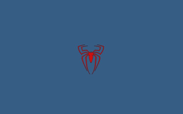minimalistic, Spider man, Blue, Background, Spider man, Logo HD Wallpaper Desktop Background