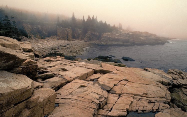 landscapes, Nature, Maine, Fog, National, Park, Acadia HD Wallpaper Desktop Background