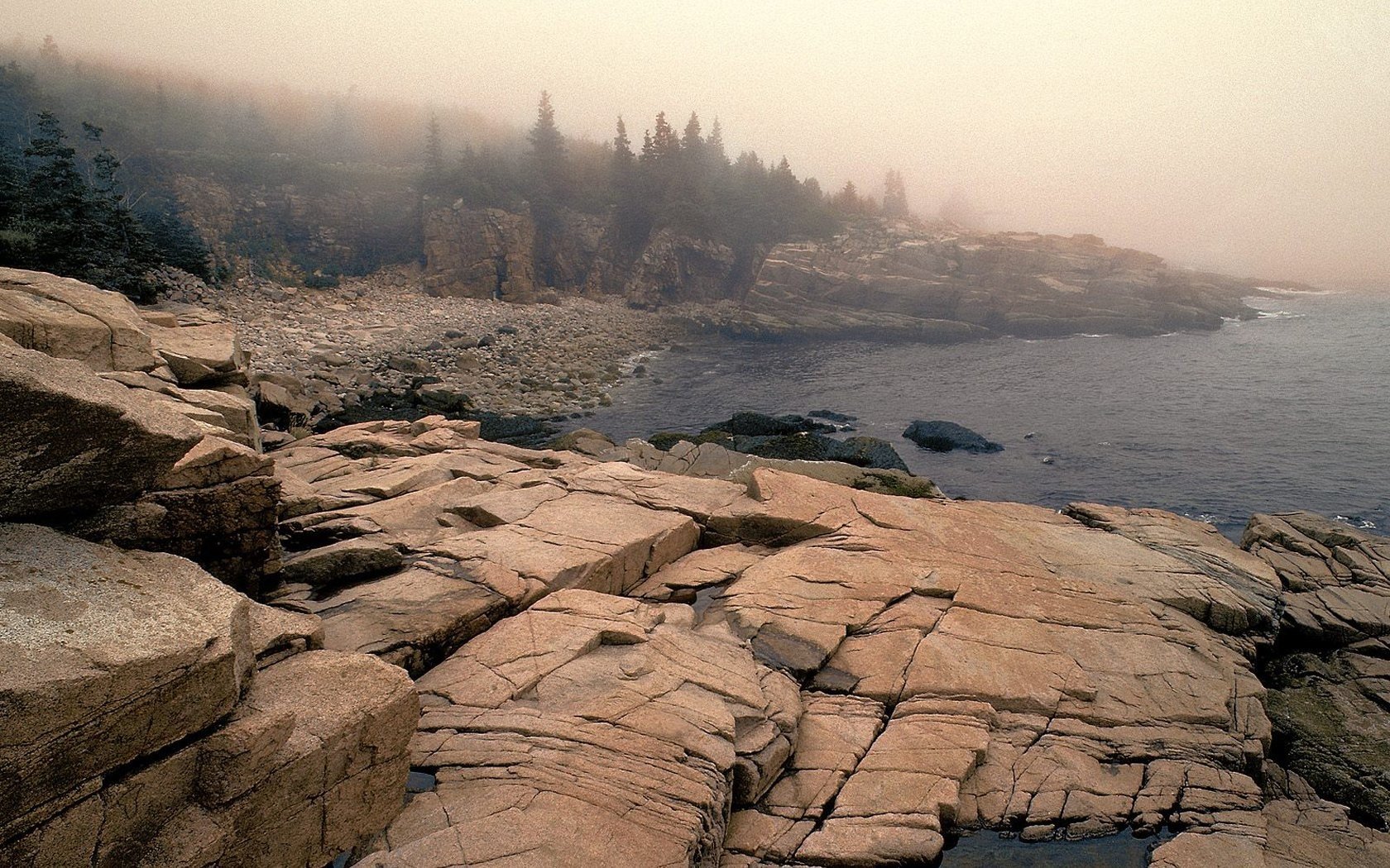 landscapes, Nature, Maine, Fog, National, Park, Acadia Wallpaper