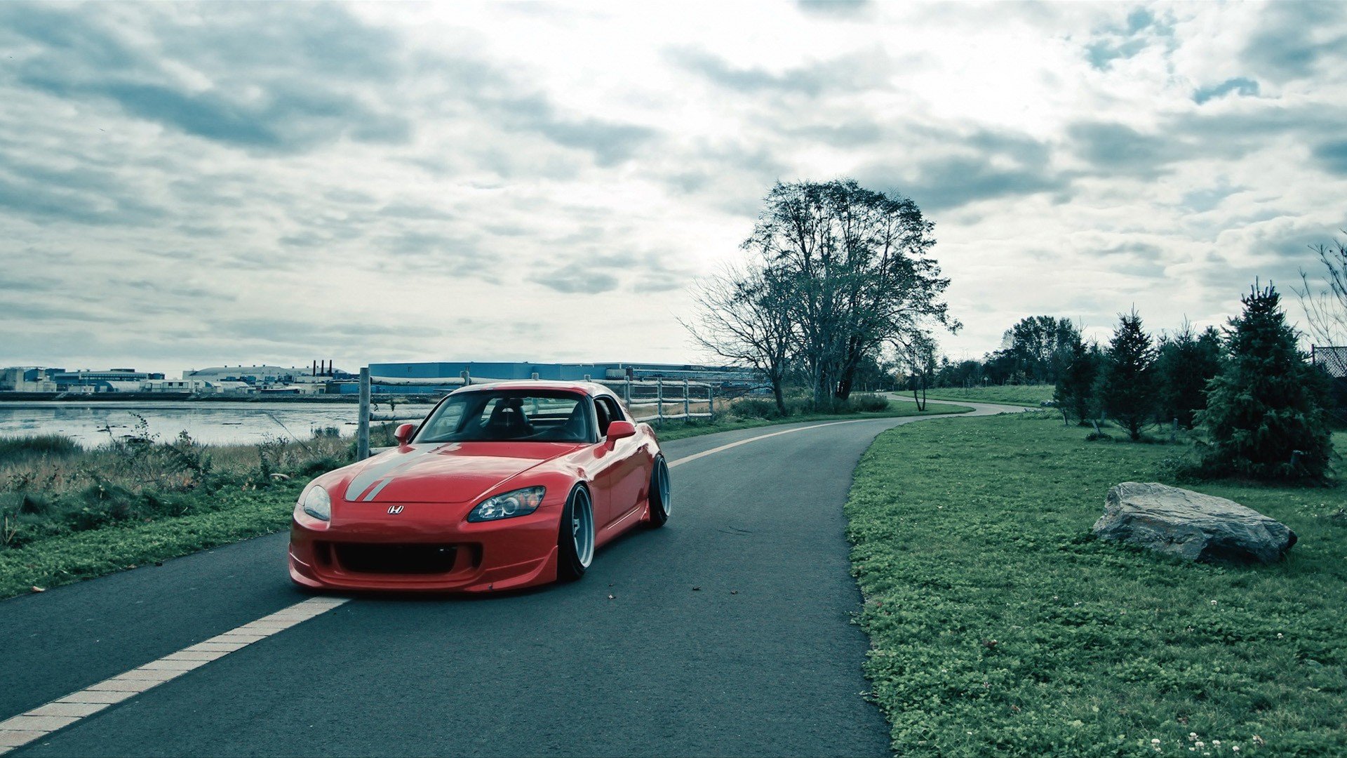 trees, Cars, Grass, Tuning, Honda, S2000 Wallpaper