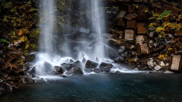 water, Blue, Landscapes, Nature, Rocks, Plants, Waterfalls, Lagoon, Falling, Water HD Wallpaper Desktop Background
