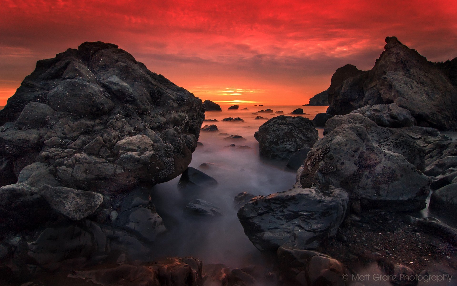 sunset, Ocean, Nature, Rocks, Sea Wallpaper