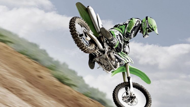 green, Kawasaki, Motocross, Vehicles, Motorbikes HD Wallpaper Desktop Background
