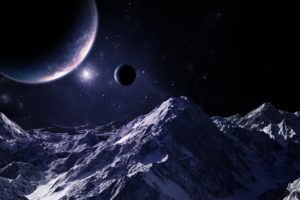 sci, Fi, Landscapes, Mountains, Planets, Stars, Moon
