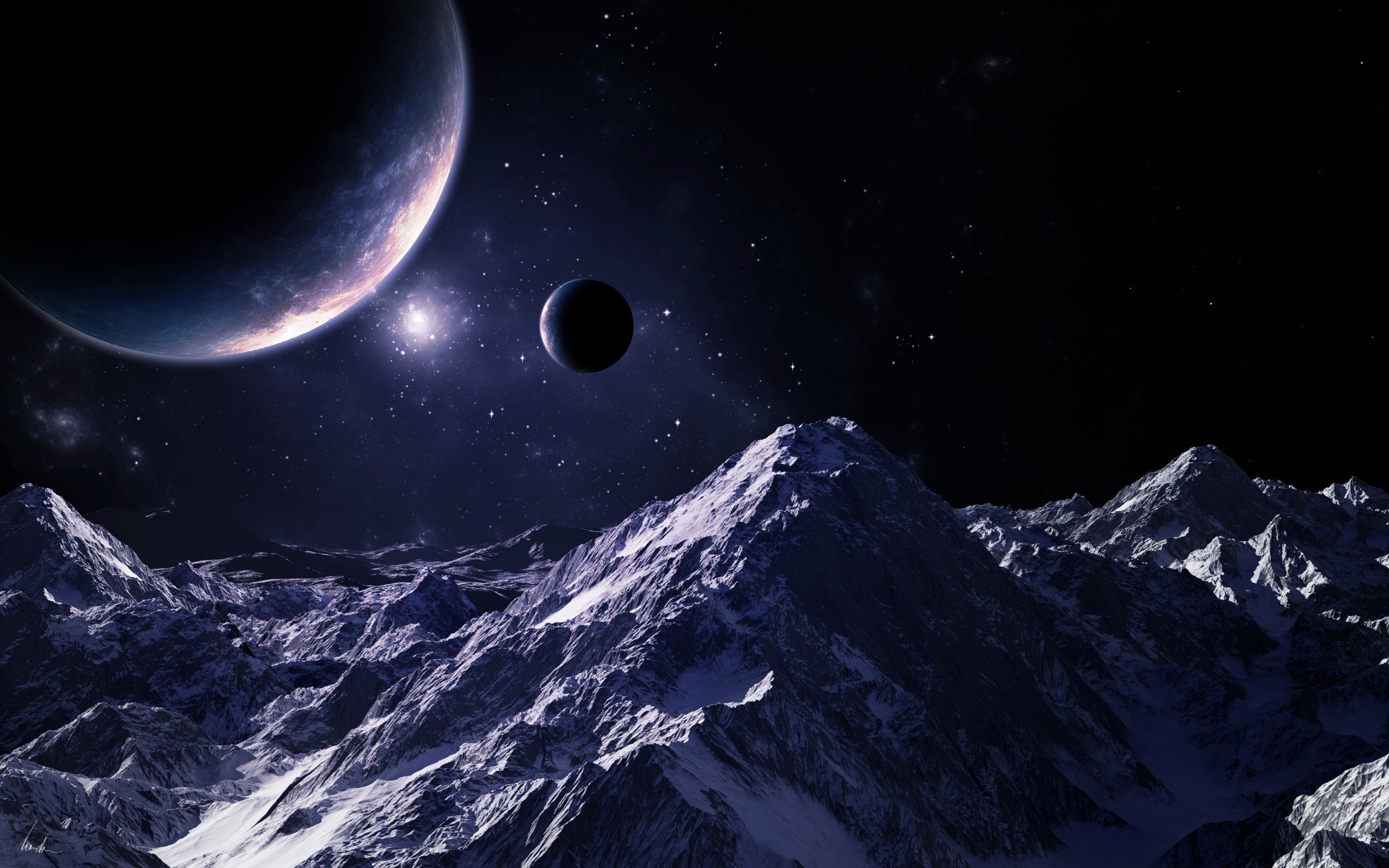 sci, Fi, Landscapes, Mountains, Planets, Stars, Moon Wallpaper