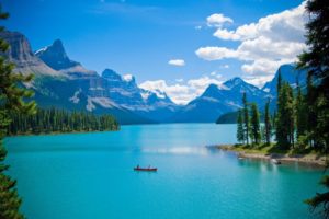 relax, Mood, Mountains, Sky, People, Canoe, Boats, Trees, Forest