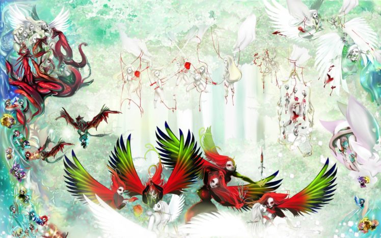 vector, Fantasy, Angels, Fairy, Art, Psychedelic, Wings, Birds HD Wallpaper Desktop Background