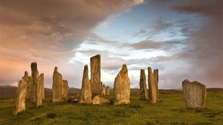 dawn, Stones, Scotland, Standing, Isle, Of, Lewis HD Wallpaper Desktop Background