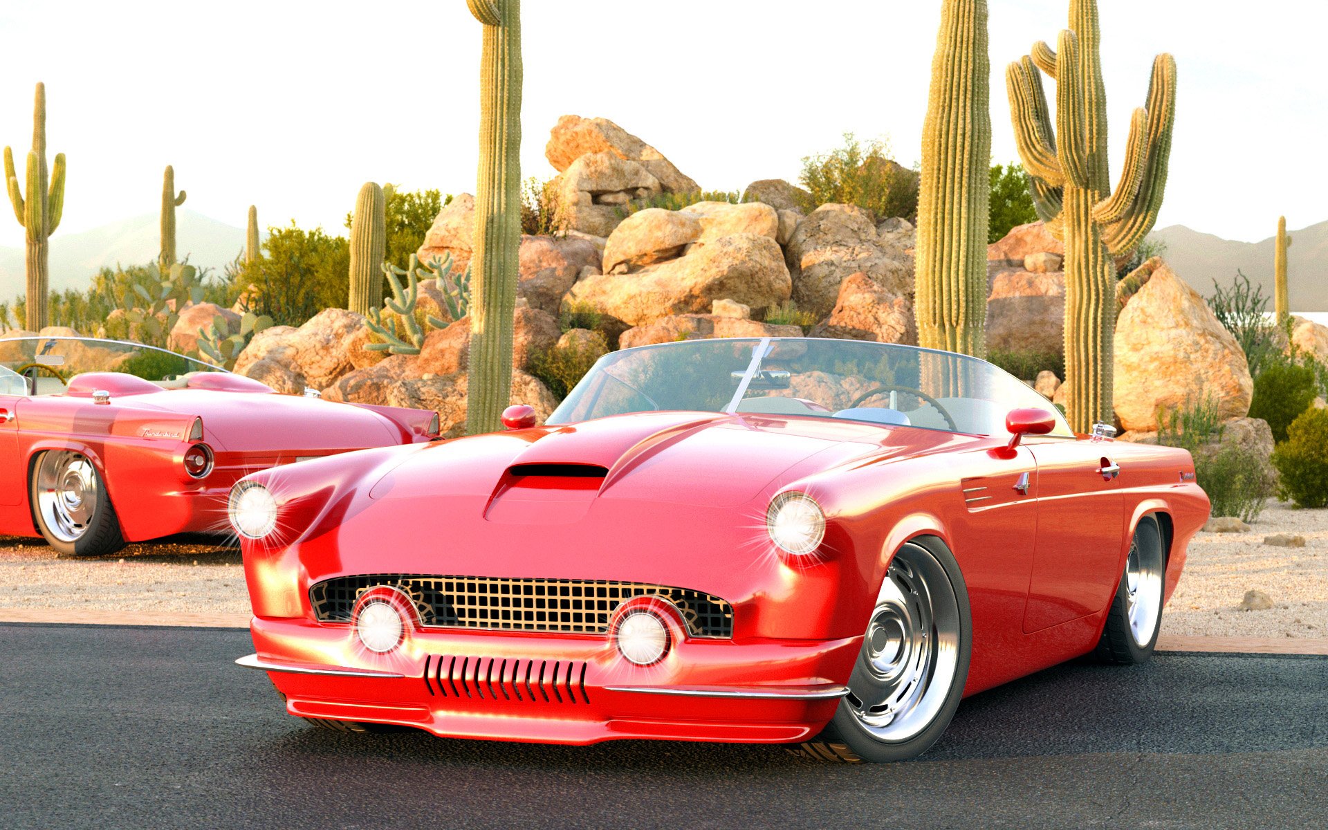 1955, Ford, Thunderbird, Custom, Ii, From, Vizualtech, Retro, Hot, Rod, Rods, Custom, Lowrider, Supercar Wallpaper