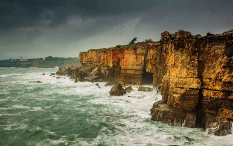 landscapes, Cliff, Waves HD Wallpaper Desktop Background