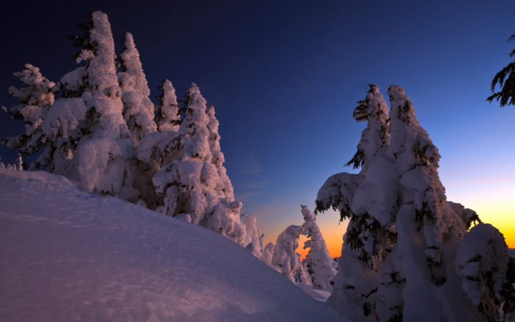 winter, Landscapes, Sunset HD Wallpaper Desktop Background