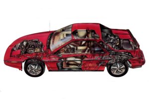 1984, Pontiac, Fiero, Interior, Engine