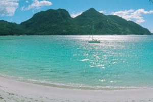 mountains, Clouds, Landscapes, Sand, Forests, Calm, Yatch, Sea, Turquoise, Waters, Beaches