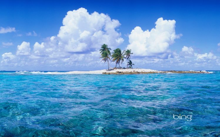 water, Clouds, Islands, Palm, Trees HD Wallpaper Desktop Background