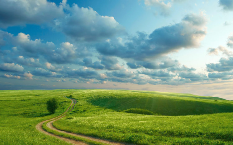 hills, Grass, Roads, Sky, Clouds HD Wallpaper Desktop Background