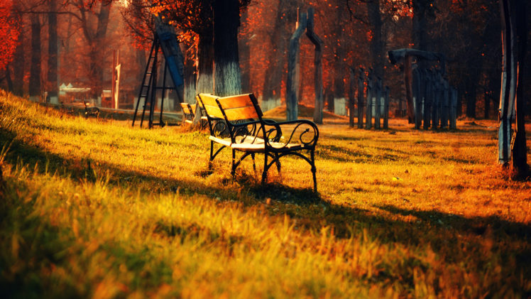 bench, Park, Trees, Sunset, Sunrise HD Wallpaper Desktop Background