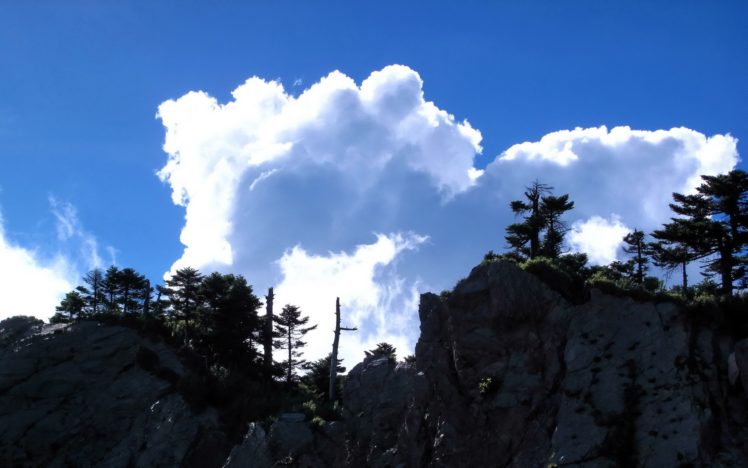 clouds, Nature, Trees, Cliffs, Skies, Cliff HD Wallpaper Desktop Background