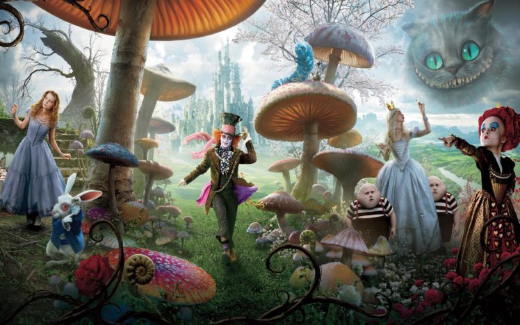 alice, In, Wonderland, White, Queen, Mad, Hatter, Mia, Wasikowska, Queen, Of, Hearts, Cheshire, Cat, White, Rabbit HD Wallpaper Desktop Background