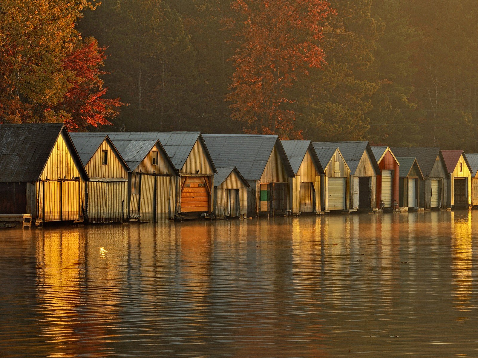water, Nature, Dawn, Houses Wallpaper