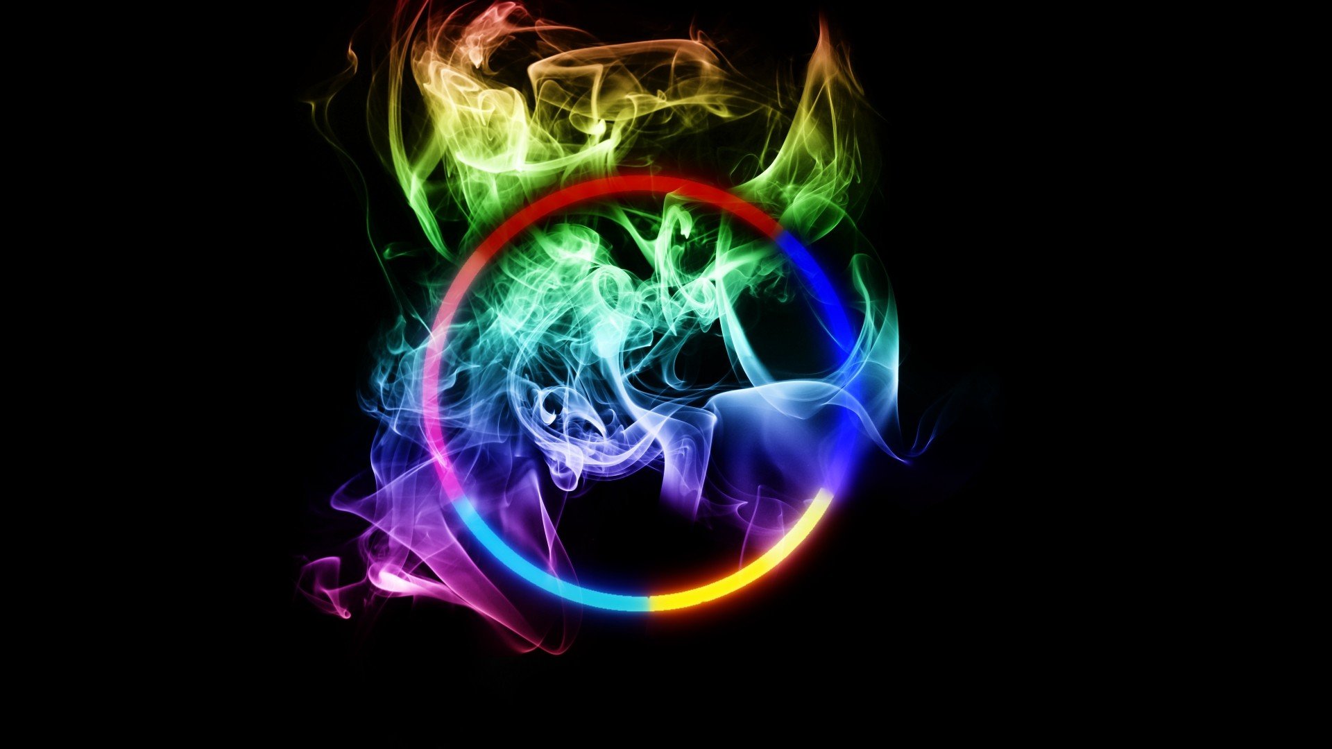 smoking, Abstract, Multicolor, Circles, Smokes, Lightning Wallpaper