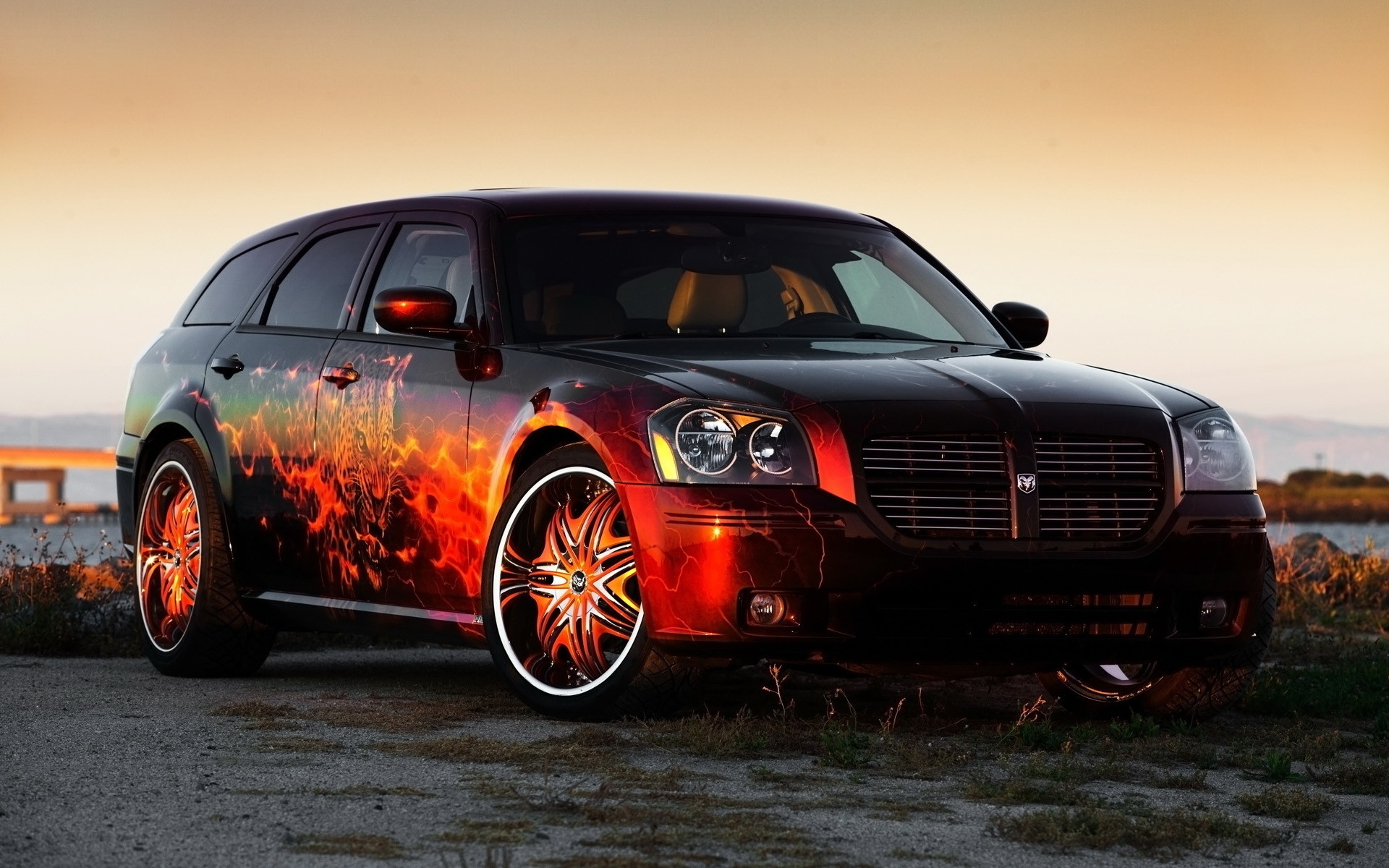 dodge, Magnum, Tuning, Fire, Custom Wallpaper