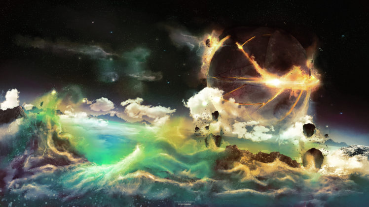 cg, Digital, Art, Ocean, Sea, Storm, Sci, Fi, Planets, Apocalyptic, Waves HD Wallpaper Desktop Background